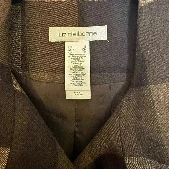 Liz Claiborne Plaid Peacoat Size Small - Picture 2 of 7